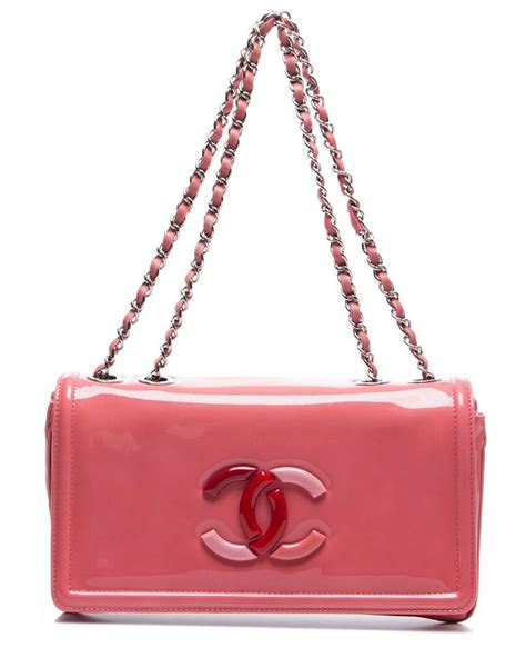 chanel pink patent leather east west lipstick flap bag